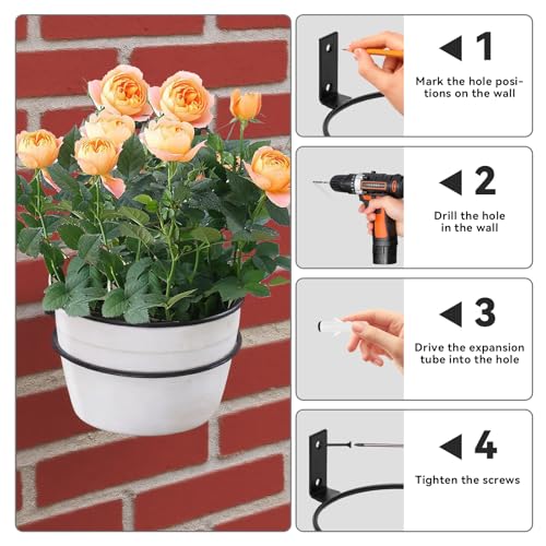 2 Pack 8 Inch Fixed Wall Plant Holder Ring, Pot Hanger Black - color: Fixed, size: 8 Inch, 2 Pack