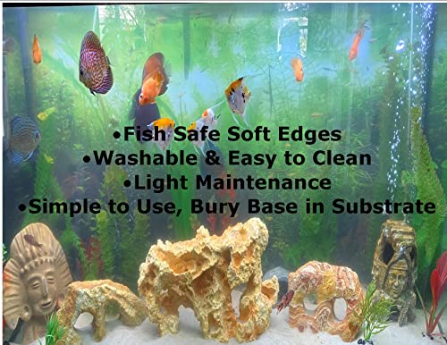 Artificial Slate Rock Ledge 10 Inches Long, Aquarium Fish Tank Decoration Ornament for Aquascaping Artificial Resin Rock Landscape Decoration for Fish Tank Turtles & Frogs