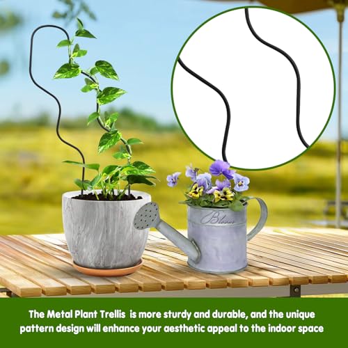 13.4 Inch Small Trellis for Potted Plants, Metal Plant Trellis Indoor - color: Black