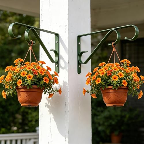 3 Pack 15.4 Inch Heavy Duty Outdoor Plant Hangers with 2 Hanging Designs - color: Blackish Green - 3 Pack