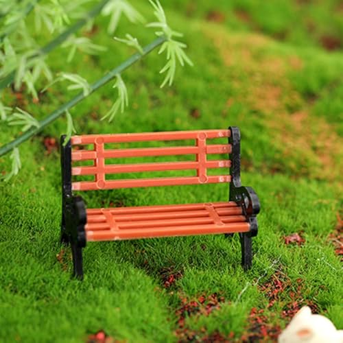 Miniature Park Bench Set 2-Pack - 1:12 Scale Brown Garden Seats with Realistic Detailing, Tiny Park Benches for Dollhouse and Fairy Garden Accessories, Train and Miniature Landscape Décor