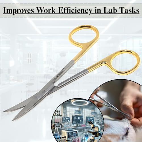 Premium Iris Scissors Micro Dissecting Scissors Curved 4.5" with Fine Sharp Blades Made of Stainless Steel Medical Surgical Tools (Gold Handle) - color: Gold Handle