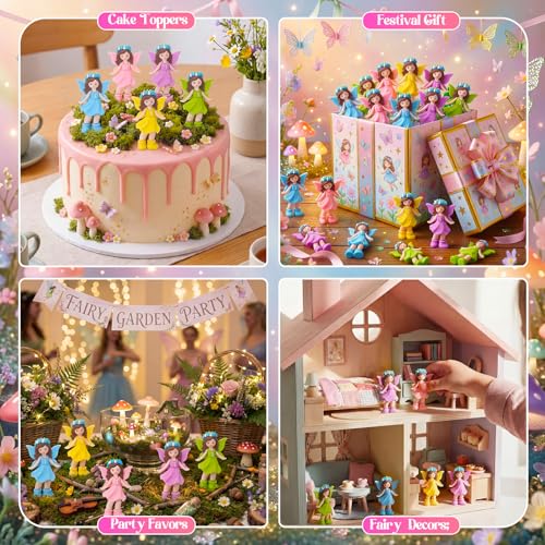 Chunful 25 Pcs Mini Fairy Figurines Bulk Miniatures Garden Party,Classic | Fairies State, Small Fairy Accessories Ornament, Outdoor Yard Garden Flower Pot, Birthday Cake Topper Car Gift, Hide and Seek
