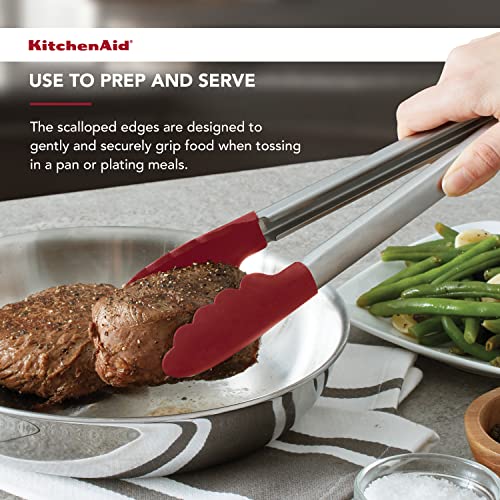 KitchenAid Silicone Stainless Steel Tongs, 12 Inch, Red - color: Red, size: 12 Inch
