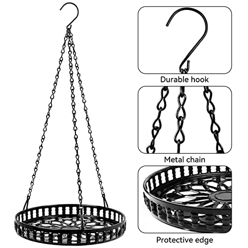 Plant Hanger Indoor Outdoor, 2 Pack Metal Hanging Plant Holder Shelf - color: Black-2pcs
