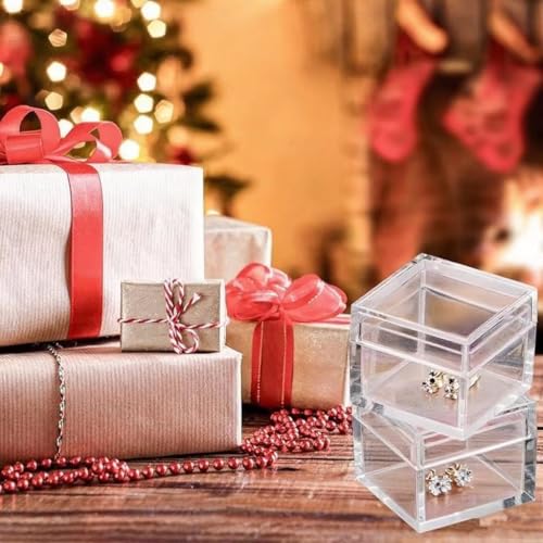 KissYou Small Acrylic Box Clear Box with Lid Mini Acrylic Candy Boxes for Display Graduation Wedding Birthday Party Decoration Plastic Square Cube - size: 1.18 x1.18 x 0.86 Inch, style: 12 Pack