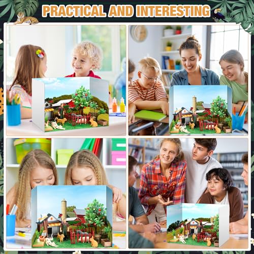 Soulchen 58 Pcs Diorama Kit Farm Diorama Box Supplies Include Animals Figures Model House Fruit Trees Vegetable Gardens Ponds Animal Pens Farm Vehicles Tillage Equipment for Birthday Gift Crafts - style: Farm Animal