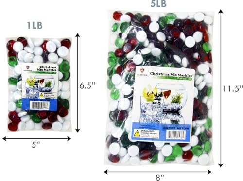 Flat Glass Marbles for Vases Christmas Mix Glass Gems Beads Pebbles Vase Filler (5 LBS, Approx. 540 PCS) - color: Christmas Mix, size: 5 LBS