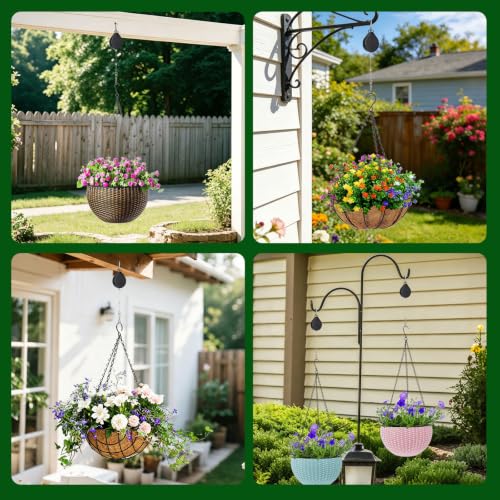 Retractable Plant Hanger – Adjustable Length with Locking Sliders, Heavy Duty ABS & Stainless Steel Cable, 18–22 lbs Capacity, 2 Pack for Hanging Baskets, Bird Feeders, Outdoor Use (Black) - color: 2-pack