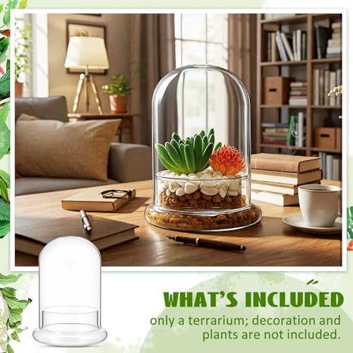 2 Pcs 4.7 x 6.3 Inch Glass Terrarium Dome Cloche with Air Hole & Glass Base, Clear Terrarium Containers Ventilated Plant Humidity Dome for Carnivorous Plants Orchids Tropical Cuttings, No Leakage - size: 4.7 x 6.3 Inch