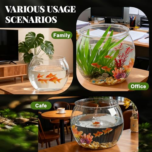 Geelin 0.8 Gallon Plastic Fish Tank Large Bowl Shatterproof with Crystal Clear Clarity for Terrarium, Flower Vase Centerpiece Gift for Fish Lovers (Round) - size: 0.8 Gallon, style: Round
