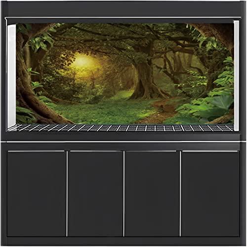 48x18 in Forest Terrarium Backdrop Green Tree Reptile Habitat Background - size: 48x18in/120x45cm