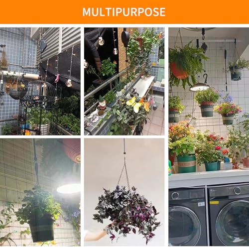 6PCS Retractable Hanging Plant Pulley Hook - Adjustable for Flower Baskets, Plant Pots, Bird Feeders(6PCS Black) - color: 6pcs-black