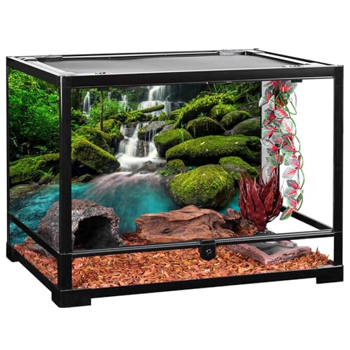 48x24 in Waterfall Terrarium Backdrop Moss Lake Reptile Habitat Background - size: 48x24in/120x60cm
