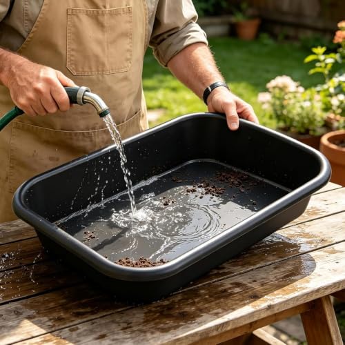 5 Pack Plant Potting Trays -23"x16.5"x4.3" Multifunctional Garden Tidy Tray - color: Black-5pack, size: Large-23"x17"x4.3"