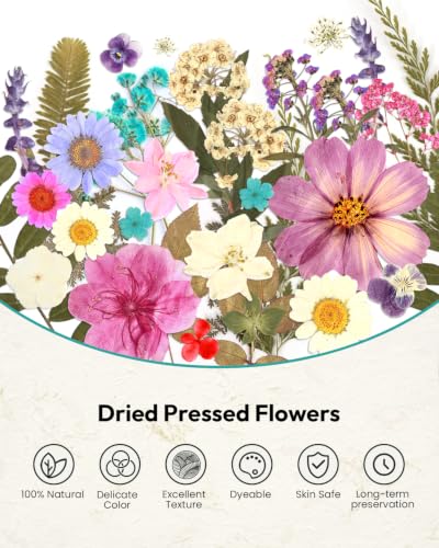 Dried Flowers, Resiners 100Pcs Pressed Flowers for Craft | Real Natural Dried Flowers Dry Leaves Kit for DIY Making Crafts Resin Soap Candle Scrapbook Supplies Card Making Jewelry - color: Blossom 100pcs