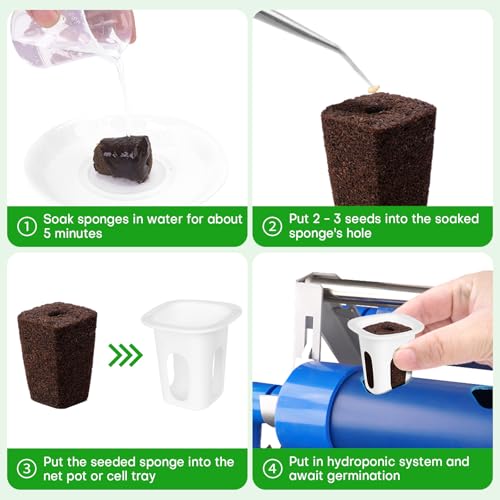 100 Pack Grow Sponges, Replacement Root Growth Sponges Seed Pods,Seed Starter Plugs for Hydroponic Indoor Garden System