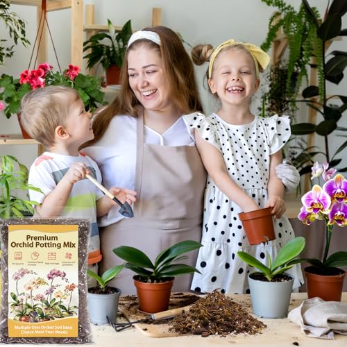 Orchid Potting Mix, Well-Draining Soil for Orchids Repotting - 4QT | Blend of Pine Bark, Perlite, Coco Peat & Moss; for Phalaenopsis, Dendrobium, Succulents, Ferns; Resealable Bags - size: 4QT