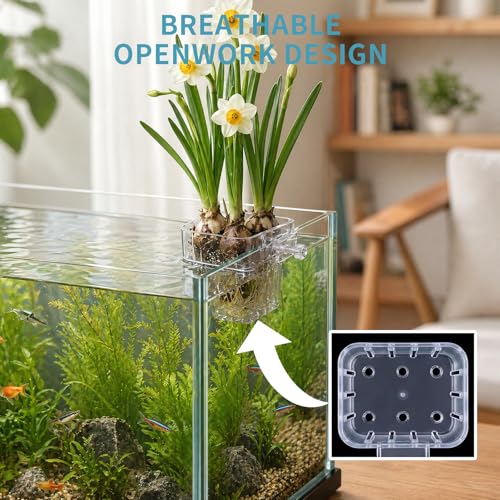 12 Pack Clear Aquarium Plant Holder Top Hanging for Fish Tank, Aquariums Planter Basket Pots for Aquatic Plants