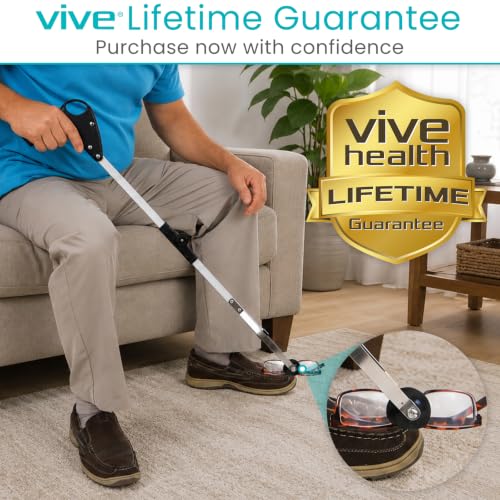 Vive Foldable Suction Reacher Grabber Tool for Elderly (1) - 32 Inches Long Reach Grabber Claw - Pick Up Grab Tool - Reachers for Disabled & Seniors Heavy Duty - Trash, Garbage, Cups Picker Assist