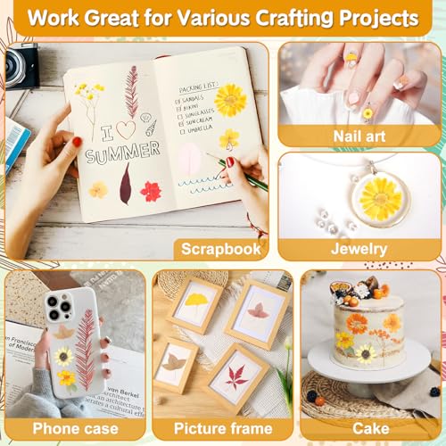 Real Dried Pressed Flowers for Crafts, 100+ PCS Fall Dried Flowers Leaves Nature Flowers Florals Set with Tweezer for Resin Jewelry Making Thanksgiving DIY Candle Scrapbooking Gift (Orange, Yellow) - size: 100 Pcs Pressed Dried Flowers with Tweezers