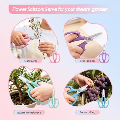 4PCS Flower Scissors, Premium Stainless Steel Garden Scissors - size: 4PCS Standard