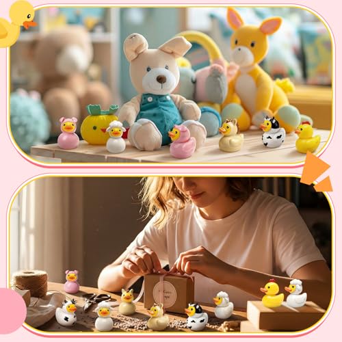Novabright 100 Pcs Mini Resin Farm Animals Ducks Tiny Resin Animals Ducks Figures Small Animal Statue for DIY Cake Craft Garden Landscape Ornament Potted Decoration Birthday Party Supplies - style: Farm Animals