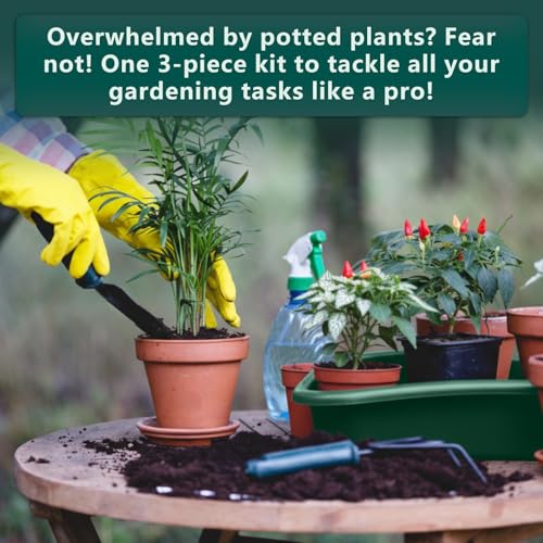 Vesici 3 Pcs Garden Tidy Trays Potting Tray for Seeding Growing, Green - color: Green