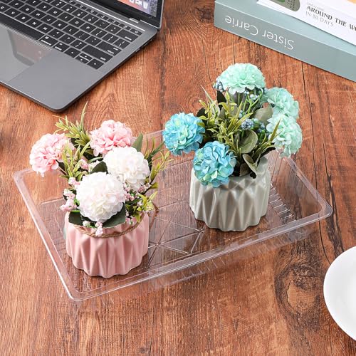 20 Pack Rectangular Clear Plant Drip Trays, Clear Plant Saucers for Indoors, Clear Plant Trays for pots, Thick Plastic Window Sill Plant Trays for Flower Pot Planter (11.4"x7.5")