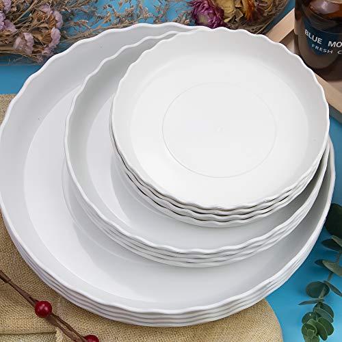 FIREBOOMOON 12 Pack Plastic White Round Wave Plant Saucer,Durable Heavy Duty Flower Plant Pot Drip Tray Container for Home Garden Indoor and Out Door Plant (6 Inch/8 Inch/10 Inch) - color: White
