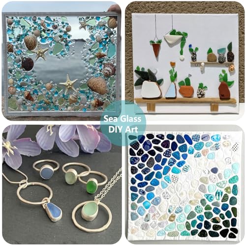 QYGL Sea Glass Stones - 0.9LB Blue Mixed Frosted Glass Pebbles Gemstones - color: Cobalt Blue, Aquamarine, White