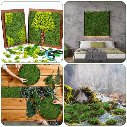 Tondiamo 6 Sq. Ft. Preserved Natural Sheet Moss for Plants Dried Moss Mat Spring DIY Green Moss for Decorating Wedding Craft Table Wall Garden Diorama Art Easter Decor (Green)