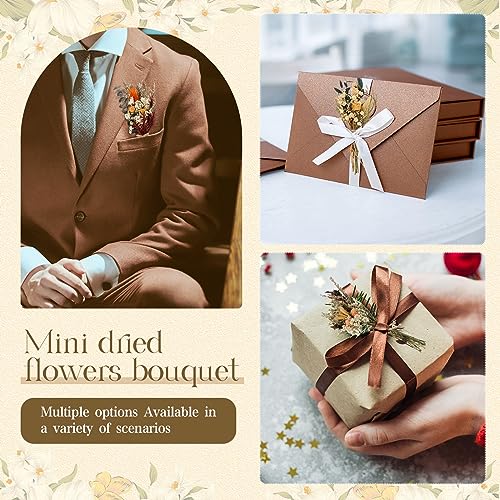 Layhit 12 Pcs Mini Dried Flower Bouquet Boho for Wedding,Bright - style: Bright