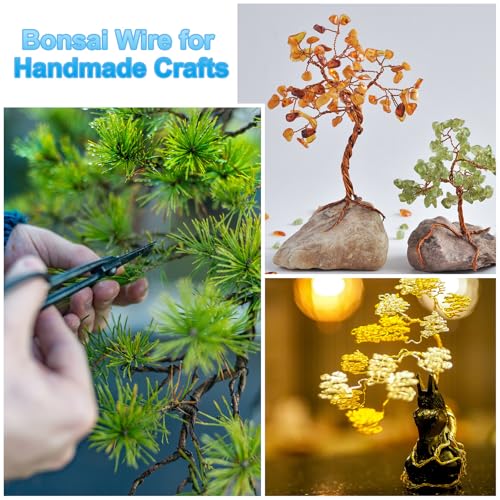 PATIKIL 1mm/1.5mm/2mm Bonsai Training Wire, 4 Roll Floral Wire Stems Anodized Aluminum Tree Wire 16.4 Feet for Gardening Branch Fixing Brown/Green - color: Brown/Green