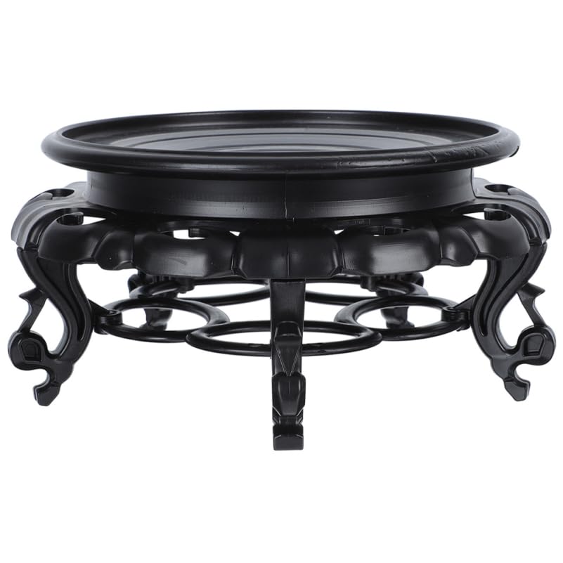 Luxshiny Resin Plant Stand 7.08In Round Wood Display Base for Potted Plants Vase Bonsai Figurine Display Stand Tabletop Holder for Indoor Garden Living Room Corridor Decor