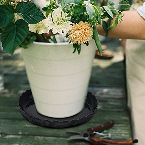FIREBOOMOON 12 Pack Plastic Black Round Wave Plant Saucer,Durable Heavy Duty Flower Plant Pot Drip Tray Container for Home Garden Indoor and Out Door Plant (6 Inch/8 Inch/10 Inch) - color: Black