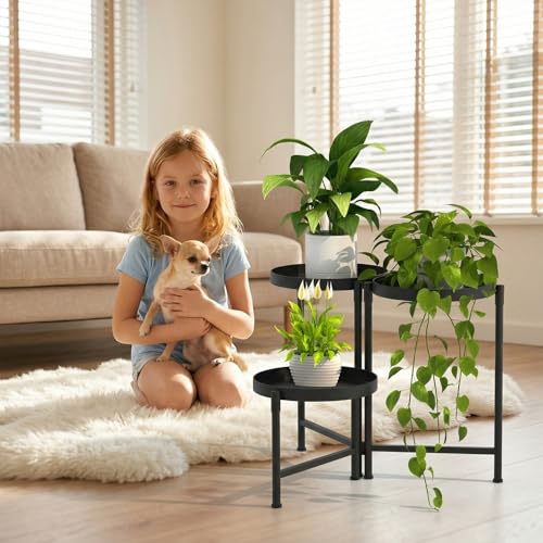 3 Tier Tall Metal Plant Stand, Duty Tiered Flower Shelf for Patio Garden - size: 3 Tier