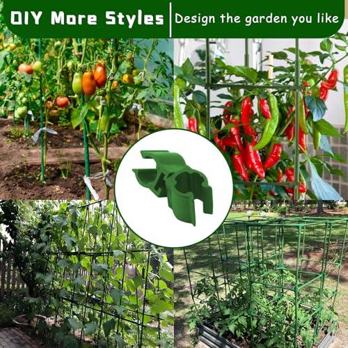 Fabulas 20 Pcs Adjustable Plant Trellis Connector Clip, 11mm Plastic Rotatable Universal Connector Joint Buckle Clip Climbing Rattan Stent Accessories for Garden Stakes Plant Support