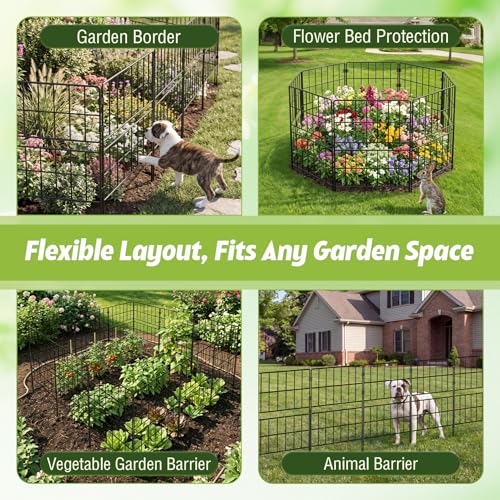 Tall Garden Fence 31.5 in(H) X 10 ft(L), 7 Pack Metal No Dig Fence - size: 7 Pack, 10 ft(L) X 31.5 in(H)