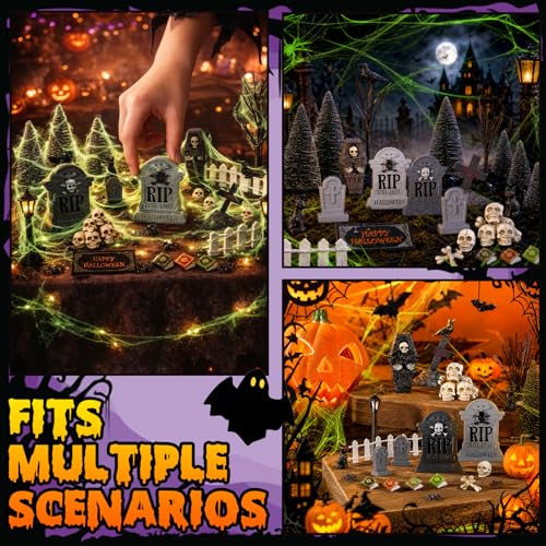 49 Pcs Miniature Halloween Village Accessories Set