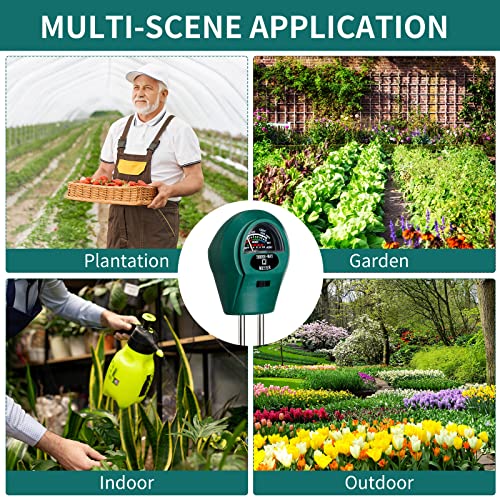 Sherr 4 Pieces Plant Moisture Meter 3 in 1 Soil Moisture Meter for House Plants pH Tester Moisture Monitor for Gardening Indoor Outdoor Lawn Patio Farm Plants, No Battery Required