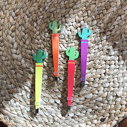 Cute Cactus Slant Tweezers, Pack of 4
