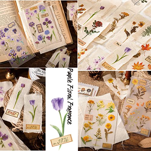 Vintage Small Botanical Flower Rub On Transfer Stickers for Crafts