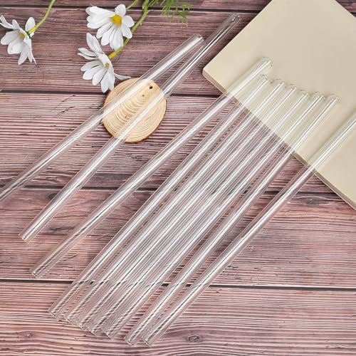 20 Pieces 12 Inches Long Clear Glass Tubes for Art DIY, 12mm OD 8mm ID 2mm Thick Wall Glass Borosilicate Blowing Tubing with 2 Cleaning Brush
