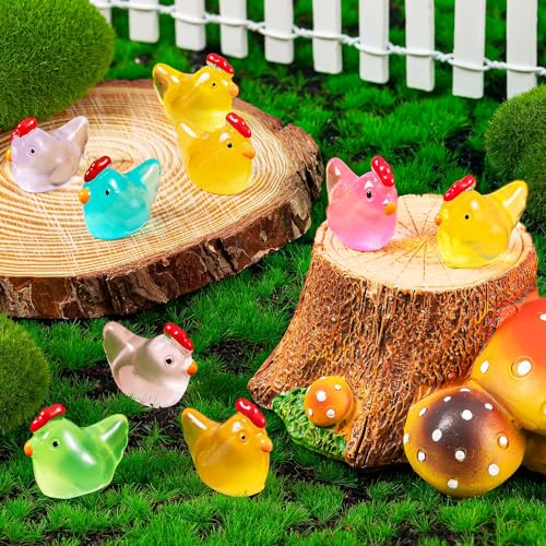 64PCS Luminous Mini Resin Chicken Figurines 8 Colors Tiny Chickens - style: MiniChicken 64PCS