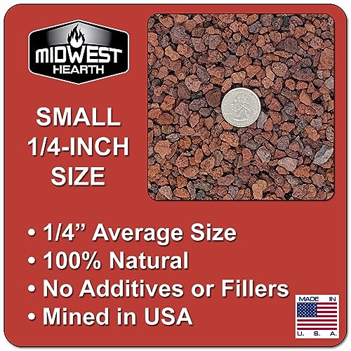 Red Lava Rocks for Plants Natural Horticultural Volcanic Rock (1/4" Size) (Mined in USA) (2-lb Bag) - size: 2-lb Bag