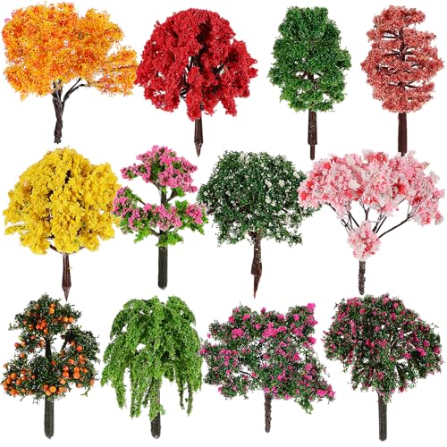 IMIKEYA 12Pcs Model Trees: Mixed Miniature Trees Train Scenery Landscape