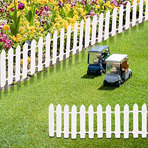 Prsildan 40 Inches Miniature Fairy Garden Fence, DIY Wood Picket Fence Mini Ornament - color: White One Pack