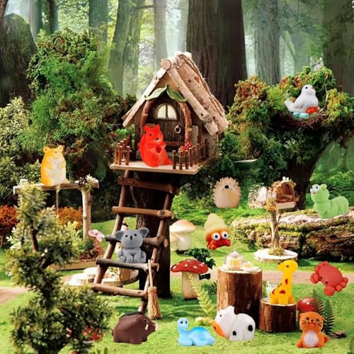 42pcs Mini Resin Animal 42 Styles Tiny Resin Animals Miniature Little Small Animal Figures for Fairy Garden Accessories, Dollhouse Decorations, DIY Miniature Scenes, Birthday Party Favors