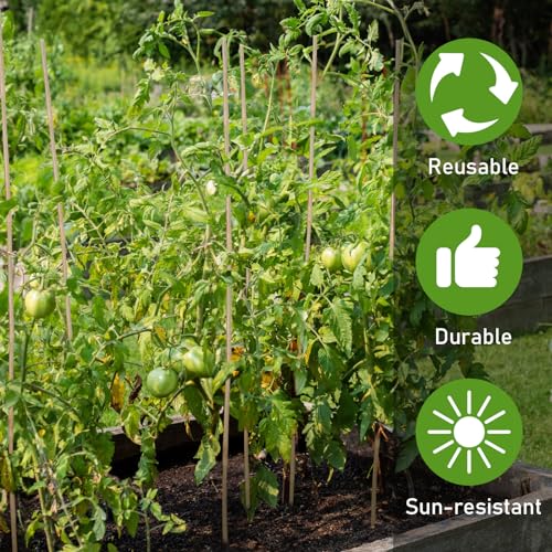 Suzile 100 Pcs Bamboo Stakes Bulk, Natural Plant Stakes Bamboo Garden Supports Climbing for Tomatoes, Beans, Vegetable and Potted Plants (48 Inch)